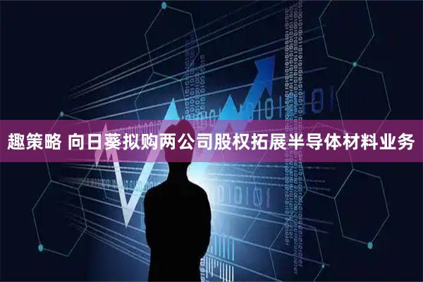 趣策略 向日葵拟购两公司股权拓展半导体材料业务